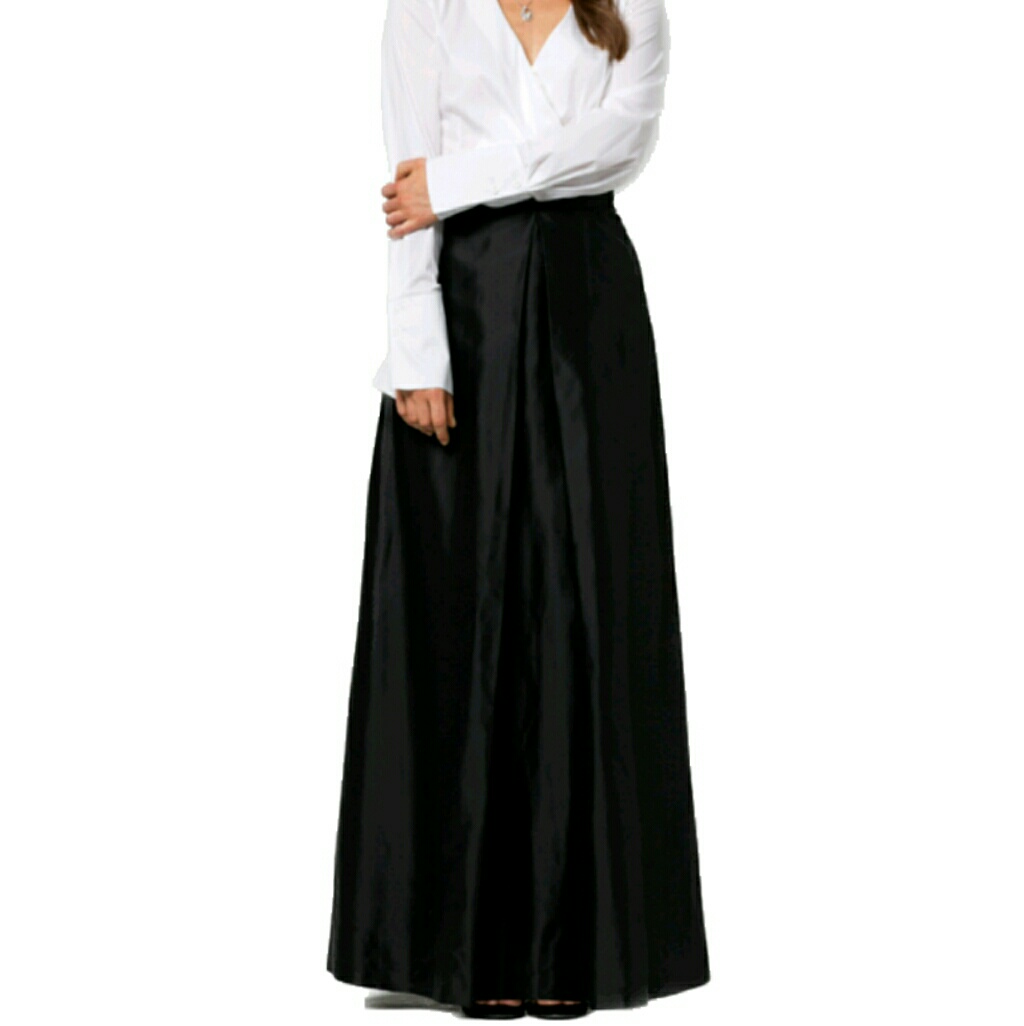 Black Raw Silk Maxi Skirt Sz M